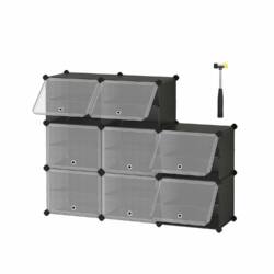 Batų lentyna iš 8 batų dėžučių, juodos spalvos