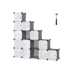 Sudedama lentynos sistema iš 16 kubų