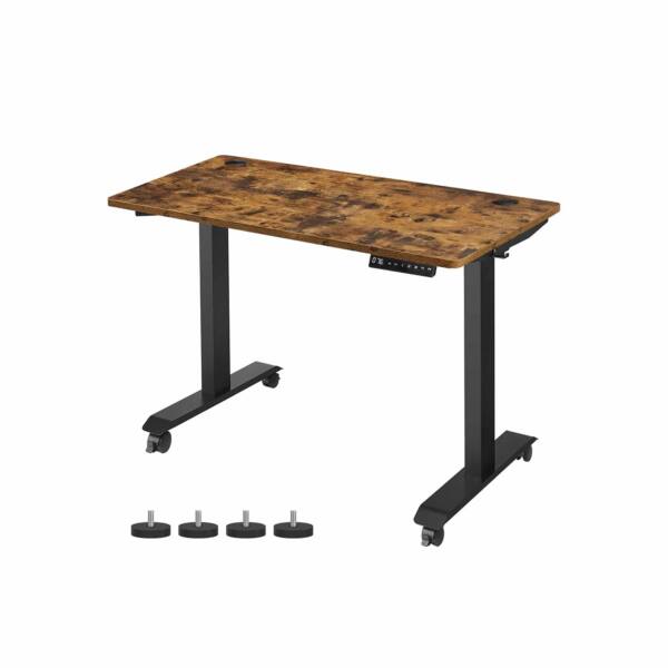 Reguliuojamo aukščio elektrinis rašomasis stalas 120 x 60 cm, vintažinės / juodos spalvos