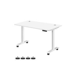 Reguliuojamo aukščio elektrinis rašomasis stalas 140 x 70 cm, baltos spalvos