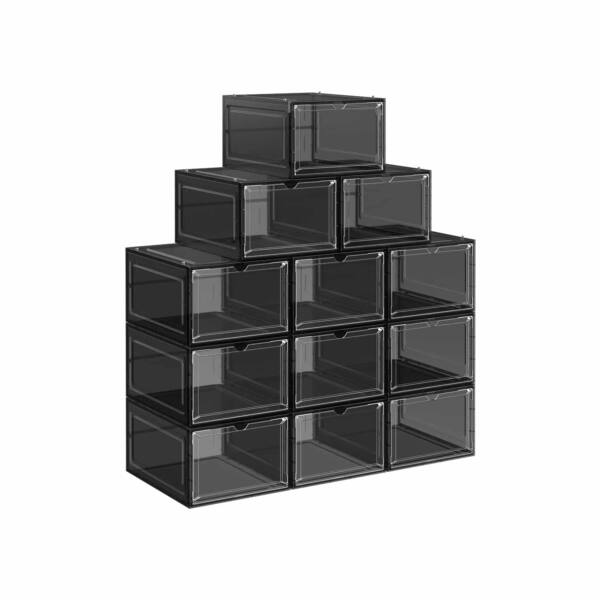 LSP032B12V1-1.jpg Batų dėžučių rinkinys su atvartu, 12 vnt. juodos spalvos