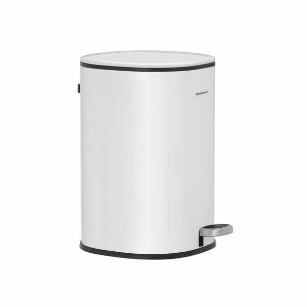 Šiukšliadėžė 5 litrų talpos su dangteliu ir vidine dėže, baltos spalvos