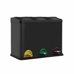 Šiukšliadėžė 3 x 15 litrų su dangčiu ir vidine išimama talpa, juodos spalvos