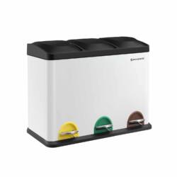 Šiukšliadėžė 3 x 15 litrų su dangčiu ir vidine išimama talpa, juodos-baltos spalvos