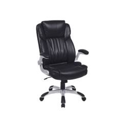 Plati biuro kėdė iš dirbtinės odos, juodos spalvos