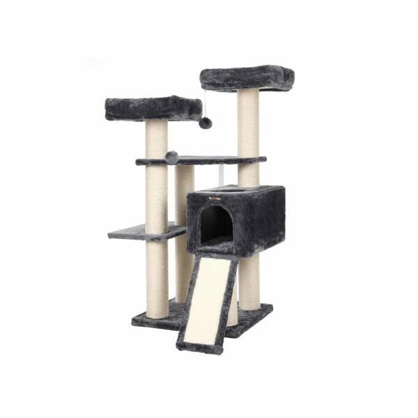 Kačių draskyklė 125 cm auksčio, tamsiai pilkos spalvos