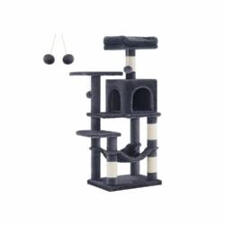 Kačių draskyklė 112 cm su platformomis ir hamaku, dūmų pilkos spalvos