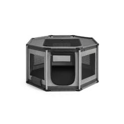 Aštuonkampis šuns maniežas 112 x 112 x 62 cm, pilkos spalvos