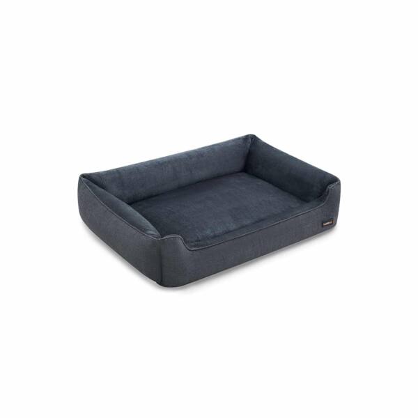 Didelis šuns guolis su paaukštintais kraštais 120 x 90 x 30 cm, tamsiai pilkos spalvos