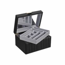 Papuošalų dėžutė su veidrodžiu, juodos spalvos