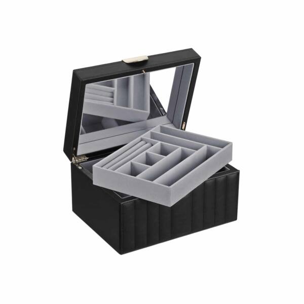 Papuošalų dėžutė su veidrodžiu, juodos spalvos