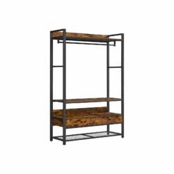 Atvira drabužių spintelė / kabykla, vintažinės rudos-juodos spalvos