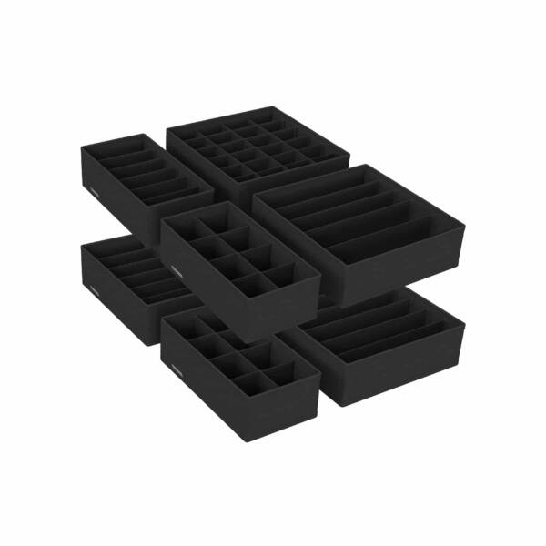 Apatinio trikotažo / stalčių organizatorių komplektas, 8 vnt, juodos spalvos