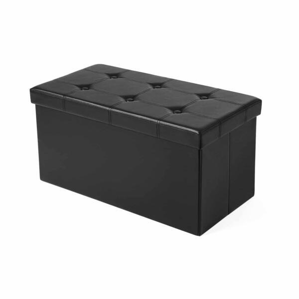 Sėdynė / daiktadėžė 76 cm, dirbtinė oda juodos spalvos