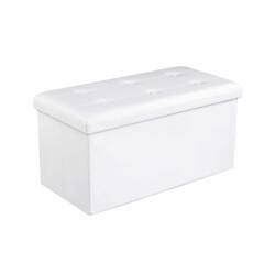 Sėdynė / daiktadėžė 76 cm, dirbtinės odos, baltos spalvos