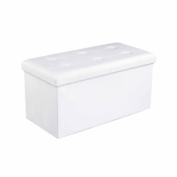 Sėdynė / daiktadėžė 76 cm, dirbtinės odos, baltos spalvos