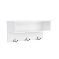 Sieninė kabykla su skyriumi, baltos spalvos