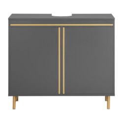 Pastatoma vonios spintelė po kriaukle 75x35x65cm., tamsiai pilkos/auksinės spalvos BZR129-HG