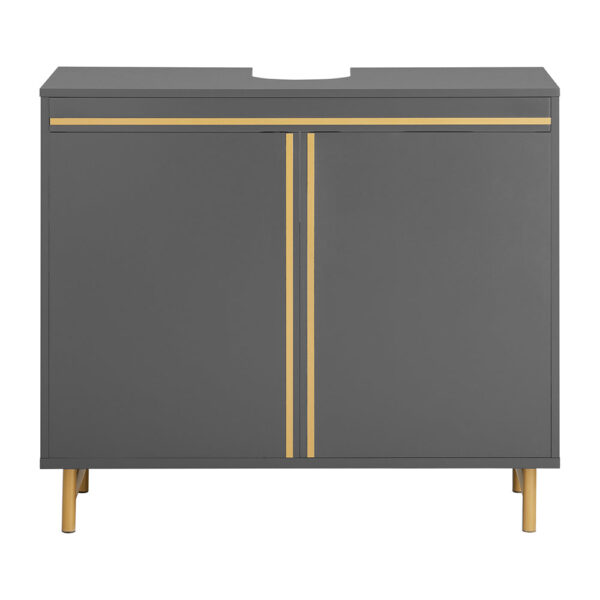 Pastatoma vonios spintelė po kriaukle 75x35x65cm., tamsiai pilkos/auksinės spalvos BZR129-HG