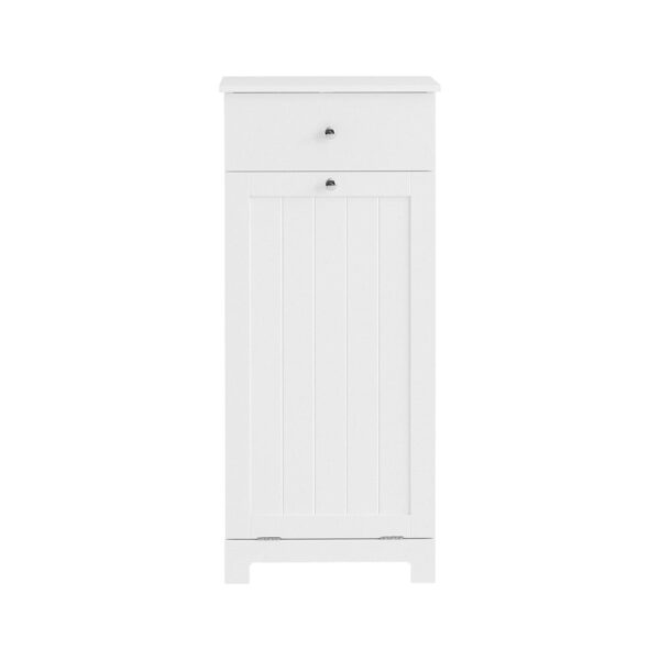 BZR21-W-S003.jpg Vonios spintelė su skalbinių krepšeliu 40x38x90cm., baltos/sidabrinės spalvos BZR21-W