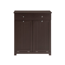 Vonios spintelė su 2 skalbinių krepšeliais 78x38x91cm., rudos/baltos spalvos BZR33-BR