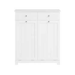 Vonios spintelė su 2 skalbinių krepšeliais 78x38x90cm., baltos/sidabrinės spalvos BZR33-W