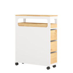 Vonios spintelė ant ratų 65x23x82cm., baltos/šviesiai rudos spalvos BZR54-WN