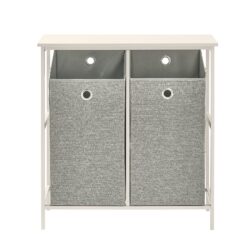 Vonios spintelė su 2 skalbinių krepšeliais 77x38x80cm., pilkos/baltos spalvos BZR57-W
