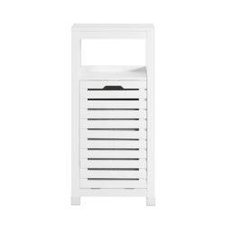 Vonios spintelė su skalbinių krepšeliu 42x30x90cm., baltos/pilkos spalvos BZR67-W