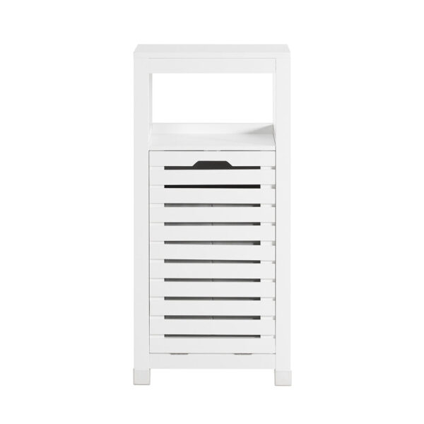 Vonios spintelė su skalbinių krepšeliu 42x30x90cm., baltos/pilkos spalvos BZR67-W