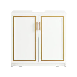 Pastatoma vonios spintelė po kriaukle 60x30x61cm., baltos/auksinės spalvos BZR86-W