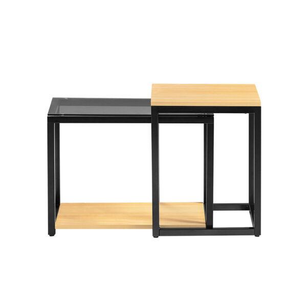 Rinkinys iš 2 kavos staliukų, juodos/šviesiai rudos spalvos FBT35-SCH