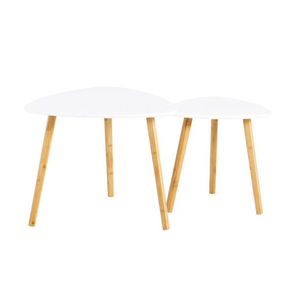 Rinkinys iš 2 kavos staliukų, baltos/šviesiai rudos spalvos FBT74-W