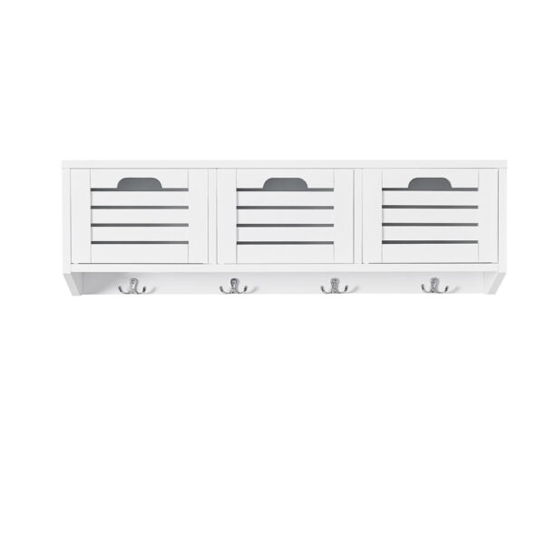 Sieninė drabužių kabykla 80x20x25cm., baltos/sidabrinės spalvos FHK19-W