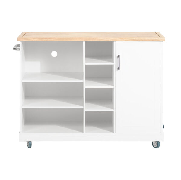 Virtuvės sala ant ratukų 51x94x127cm., baltos/šviesiai rudos spalvos FKW105-WN