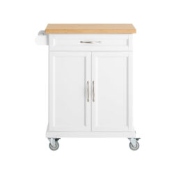 Virtuvinė spinta ant ratų 74x45x91cm., baltos/šviesiai rudos spalvos FKW13-WN