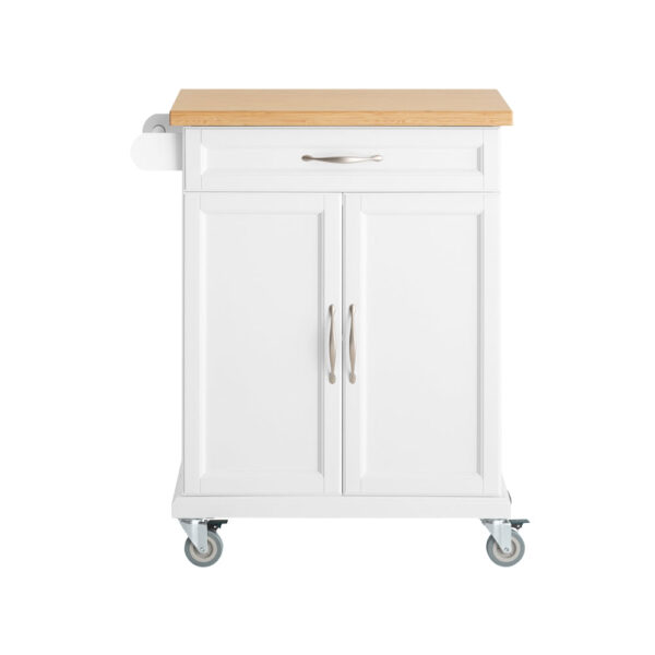 Virtuvinė spinta ant ratų 74x45x91cm., baltos/šviesiai rudos spalvos FKW13-WN