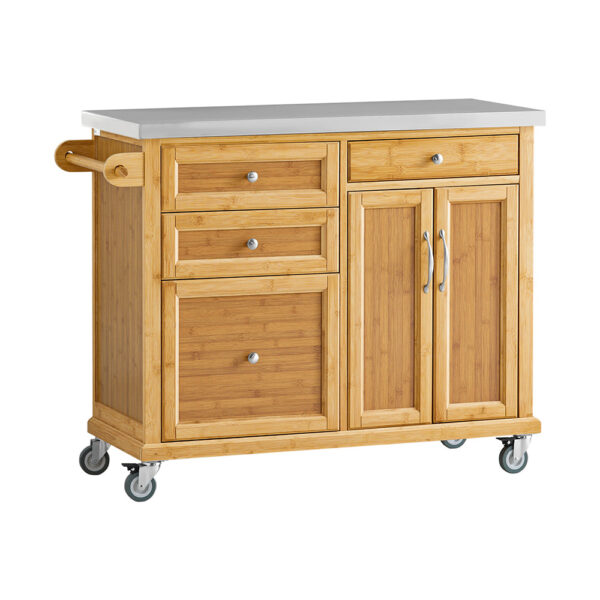 Virtuvės sala ant ratukų 107x46x92cm., šviesiai rudos/sidabrinės spalvos FKW70-N