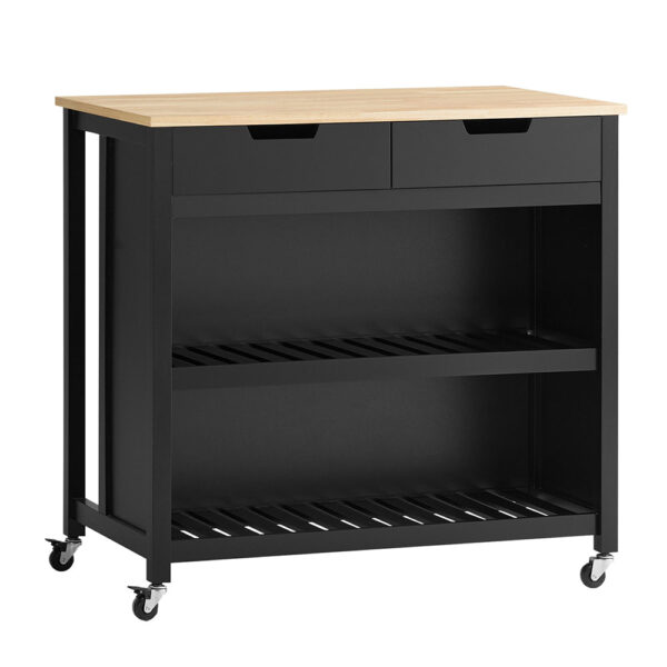 Virtuvinė spinta ant ratų 98x58x94cm., juodos/šviesiai rudos spalvos FKW74-SCH