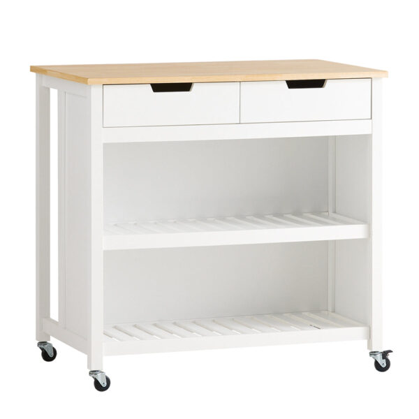 Virtuvės vežimėlis 98x58x94cm., baltos/šviesiai rudos spalvos FKW74-WN