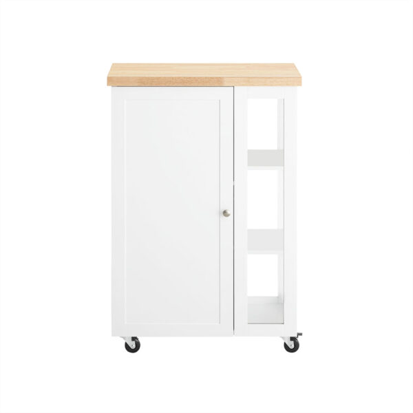 Virtuvinė spinta ant ratų 60x40x90cm., baltos/šviesiai rudos spalvos FKW75-WN