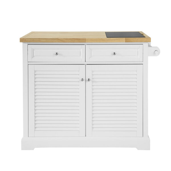 Virtuvės sala ant ratukų 115x71x94cm., baltos/šviesiai rudos spalvos FKW84-WN