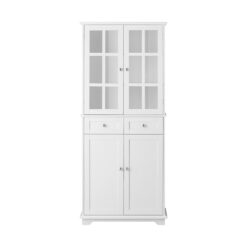 Virtuvės spintelė 75x40x175cm., baltos/sidabrinės spalvos FSB76-W