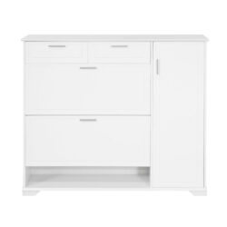 Batų spintelė 120x26x111cm., baltos/sidabrinės spalvos FSR104-W