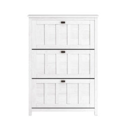 Batų spintelė 80x30x111cm., baltos/juodos spalvos FSR162-W