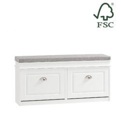 Prieškambario suolas 104x24x51cm., baltos/pilkos spalvos FSR64-W