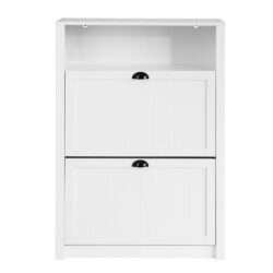 Batų spintelė 80x24x110cm., baltos/juodos spalvos FSR87-W