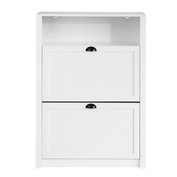 Batų spintelė 80x24x110cm., baltos/juodos spalvos FSR87-W