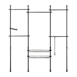 Atvira drabužių spinta 285x37x311cm., juodos spalvos KLS04-SCH