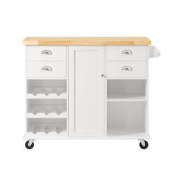 Virtuvės vežimėlis 107x45x93cm., baltos/šviesiai rudos spalvos KNL03-WN